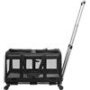 Ciounmb Trasportino per animali domestici, cane e gatto, trolley da viaggio, trolley con manico telescopico, ruote, divisorio, 61 x 38 x 42 cm, rete Oxford in PVC (nero)