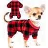 FUTERLY Pigiama Natalizio Cane Maglioncino Natalizio in Pile per Cane Pigiama Quadri Cani Maglione Natalizio Cani Morbidi Canes Completo Vestiti Cuccioli Caldo Inverno Pigiamas Canes (Rosso,XXS)