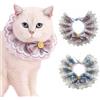 KASESSS 2 Pezzi Bavaglino per Animali Domestici, Bandana Cane, Collare con Bavaglino per Animali Domestici con Fiocco, Regolabile Pizzo Principessa Sciarpa per Cani e Gatti di Taglia Piccola e Media