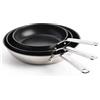 KitchenAid Padella in acciaio inossidabile KitchenAid, set da 3 pezzi, adatta al forno, argento/nero