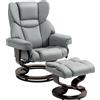 HOMCOM Poltrona reclinabile HOMCOM con poggiapiedi, girevole a 360° e con funzione relax