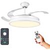 IluminaShop Ventilatore da soffitto con luce LED White-Camo con luce CCT regolabile e controllo dell'intensità, motore DC 30 W + luce 40 W, silenzioso, 6 velocità, 4 pale retrattili, timer.