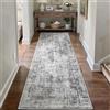 Klyvvo Astratto Tappeto Atrio atrium 80x300 cm, 0.85cm Pelo corto Tappeto, 1200 g/m³ poliestere, lavabile in lavatrice, TPE antiscivolo base, per camera da letto, Cucina, Lavanderia, Grigio