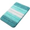 PiccoCasa Tappetino da bagno turchese, antiscivolo, 50x80 cm, per bagno pavimento e vasca, extra morbido, tappeto da bagno a righe in microfibra, lavabile in lavatrice/asciugare