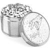 JEFFRIZ Grinder Erbe Secche Alluminio Anodizzato Grigio Argento 4 Pezzi | Grande Leggero Manuale CNC Metallo Spezie Antiaderente Setaccio Fino Pollen | Ø 63 mm | Scatola Regalo Premium | Jeffriz