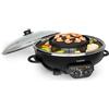 KLARSTEIN Szechuan - Hot Pot e Piastra, Grill Elettrico senza Fumo, Pentola Elettrica Multifunzione, 5 L, Hot Pot: 1350 Watt/38 cm Ø, Piastra: 600 W/22 cm Ø, Elemento Riscaldante in Alluminio, Nero