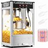 ROVSUN Macchina per Popcorn Professionale 10 oz, Macchina Pop Corn in Acciaio Inox per 40 Tazze per Lotto, Macchina Popcorn Vintage per Negozio, Scuola, Cinema e Festa (Nero)