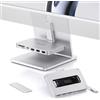 Minisopuru Accessori imac per Mac 2021/2023/2024, hub USB e supporto SSD (SATA/NVMe), hub per M1/M3/M4 con 10 Gbps, SD/TF, adattatore per Studio Display 27, Argento.