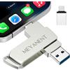 MEYANENT Chiavetta USB 128 GB per iPhone, Memoria Esterna 3 in 1 con App | Chiavetta USB espande la memoria del tuo iPhone e trasferisci foto, video e file in modo rapido e sicuro.