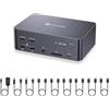 v AV Access AV ACCESS Switch KVM 3 Monitor 2 Computer 8K@60Hz, con 6 Cavi DP, DisplayPort 2.0, Ethernet 1G, USB 3.0, Docking Station Triplo Monitor, 4K@165/144Hz, 2K@144Hz per Dell HP, iDock D23 (Solo desktop)