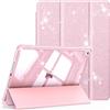 FINTIE Cover per iPad 9a/8a/7a Generazione 10,2 Pollici (2021/2020/2019) | con Portapenne - Antiurto Glittering Trasparente Cover Posteriore con Auto Sveglia/Sonno, (Pink)