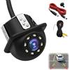 Xforevery Telecamera Posteriore Auto HD con 8 LED Visione Notturna, Grandangolo 170° Fish-Eye Impermeabile IP68, Kit Completo con Cavi RCA, Aiuto al Parcheggio Universale Telecamera Posteriore per Auto 12V SUV