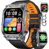 HIRREO Smartwatch Uomo con 1000mAh Batería, 2.01″ HD Smartwatch con Chiamata Bluetooth, Militare Orologio Fitness: Torcia LED 100+ Modalità Sportive, Sonno/Cardiofrequenzimetro, IP68, Android iOS, BWTX12-E