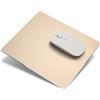 Songella Tappetino per Mouse in Alluminio e Metallo di alta Qualità Superficie Rigida in Pelle A Doppio lato per Computer PC e Computer Portatili 24 * 20 cm (Oro)