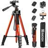 Nineigh Treppiede Fotocamera e Smartphone, 190cm Cavalletto Fotografico | Rotazione 360° Colonna Centrale, Treppiede Smartphone in Alluminio Leggero con Telecomando per iPhone Samsung Huawei Camera