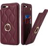 SailorTech iPhone 7 Plus/8 Plus Custodia con Portacarte per Donne, iPhone 7 Plus Telefono Custodia Anello Stand con Kickstand Carta di Credito Custodia Carino e alla moda per iPhone 8 Plus-Borgogna