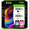 RUDGUZ 304XL Cartucce d'inchiostro Multipack di ricambio per HP 304 XL nero e a colori per HP DeskJet 2620 2622 2630 2632 2633 2634 3720 ENVY 5010 5020 5030 5032 5055 AMP 120 131 stampanti (confezione