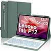 Occtingkind Per Lenovo Tab P12 12,7 (2023) Cover Tastiera con RGB Italiana | Con Retroilluminazione 7 Colori - Custodia Magnetica Keyboard, Utilizzo ottimale, Tastiera per Lenovo Tab P12 Verde Scuro
