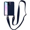 VooDirop Custodia per cellulare compatibile con Apple iPhone 12/iPhone 12 Pro Necklace in nylon con tracolla morbida in silicone Cover con cordino da appendere protettiva con elegante cinturino (blu marino)