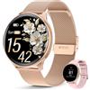 SLOKSFil Smartwatch donna con Bluetooth Chiamate, 1,39 Orologio donna rotondo SpO2/24H Cardiofrequenzimetro/Pressione Sanguigna/Sonno Contapassi 100+ Modalità Sportive per iOS Android (Oro rosa)