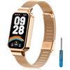 PaceBid Metallo Cinturino per Xiaomi Smart Band 9 Active/Redmi Smart Band 3 | Metallo Acciaio Inossidabile Con Fibbia Donna Uomo Cinturini di Ricambio per Xiaomi Redmi Watch 3/Mi Band 9 Active, Oro Rosa