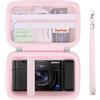 Supmay Cassa da trasporto per Sony RX100 VII/RX100 VI/RX100 V/RX100 IV/RX100 III Premium Compact Camera,Borsa da viaggio con portafoglio con tasca in rete a cerniera per cavo di ricarica,Rosa gelatina