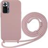 Beajew Custodia per Xiaomi Redmi Note 10 Pro 4G Cover con Cordino, Silicone TPU Morbido Corda Collana Necklace,Custodia Collari per Cellulare Sottile Antiurto Regolabile Cordino-Rosa Sabbia