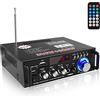 Etlephe Amplificatore Audio, Amplificatore HiFi, 600W Amplificatore Stereo Bluetooth 5.0, 12V 220V 2 Canali, Display LCD, Alta Fedeltà, Radio FM Portatile, Scheda SD/Ingresso USB, per Casa o Auto