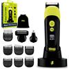 DSP Rasoio corpo 3 in 1 per uomo, kit ricaricabile senza fili | Lame in ceramica + acciaio, impermeabile, durata 60 minuti, ricarica rapida USB, blocco da viaggio, borsa portaoggetti