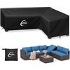 Kipiea Coperture per mobili da giardino a forma di L Impermeabili, Copertura per divano angolare da esterno 420D Tessuto Oxford Antivento, Anti-UV, Resistenti agli Strappi - ( 264x214x85x78/61cm)