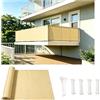 AUWUUA Copri Ringhiera Balcone 45x200cm Schermo Protettivo Divisorio, Telo Frangivento da Esterno, Privacy Recinzione Copertura per Balcone con Occhielli e Fascetta per Terrazza-Giallo