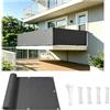AUWUUA Copri Ringhiera Balcone 90x100cm Schermo Protettivo Divisorio, Telo Frangivento da Esterno, Privacy Recinzione Copertura per Balcone con Occhielli e Fascetta per Terrazza-Antracite