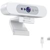 SynthMeet Webcam 4K, compatibile con Windows Hello, CMOS UHD 8.3MP 1/2.5, fotocamera di riconoscimento facciale, microfono integrato con riduzione del rumore, copertura scorrevole per privacy