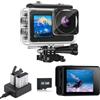 Xilecam Action Cam a Doppio Schermo Fotocamera Impermeabile Con memoria da 32GB 4*Zoom Macchina Fotografica Subacquea da 131 Piedi con Batteria 2 e Accessori Multifunzionali