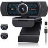 Angetube Webcam 4K per PC con microfono, copertura per la privacy integrata
