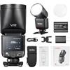 Godox V1 mid N testa rotonda TTL Flash Kit per Nikon (V1Mid-N) - 2.4G Wireless, GN60, 1/8000s HSS, 650 batteria flash con touchscreen a colori per fotografia principianti (V1 mid per Nikon)