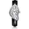 PINTIME Orologio da polso irregolare da uomo, cassa placcata oro con numeri romani, cinturino in pelle nera, design artistico unico per uomo