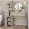 Shally Dogan Toletta Trucco con Specchio Rotondo e Mensole, Postazione Make Up Salvaspazio con Struttura in Legno Resistente, Ideale per Camera da Letto 105 x 35 x 151 cm (Sabbia)