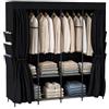 HOMCOM Armadio in Tessuto Salvaspazio 5 Aste 4 Ripiani 170x45x167 cm, Nero | Guardaroba Salvaspazio, 6 Tasche Laterali, Ante Antipolvere con Zip, per Camera da Letto