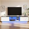 HFASD Mobile TV 160 cm, Mobile Tele con luci LED, Panca TV Bianco con Spazio di Conservazione, per TV fino a 65 pollici, Design moderno, Armadio-TV per Soggiorno, Camera da letto (Bianco-160 cm)
