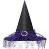 CHUANGOU Cappello da Strega di Halloween,Copricapo Costume da Strega Cappello di Streghetta,Donna Cappello da Strega (Viola)