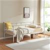 [en.casa] Struttura Divano Letto in Metallo con Zona di Riposo 90x200 cm Letto Singolo Decorativo Sofa con Testiera e Pediera in Stile Vintage - Bianco