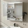 DazzlerE Mobiletto a specchio per bagno con illuminazione, larghezza 60 cm, con prese di corrente, ganci e porta-phon, bianco, 60 x 15 x 64,2 cm
