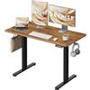 DEVAISE Scrivania Regolabile in Altezza Elettrica 120x60 cm, Scrivania Ufficio Ergonomica con Piano a 2 Sezioni, Funzione Memoria e Sistema Anticollisione, Altezza 72-118 cm,Marrone