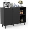 GIANTEX Credenza a Buffet da Cucina con 2 Ante, Ripiani Regolabili e Gambe Metalliche, Kit Antiribaltamento, 106 x 38 x 80 cm, Mobile Portaoggetti per Sala da Pranzo e Soggiorno (Nero)