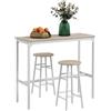 HOMCOM Set da Bar 3 Pezzi, Design Industriale, Bianco e Rovere | Tavolino Alto e Sgabelli da Bar con Poggiapiedi, Set Tavolo Alto con Sgabelli, per Cucina e Salotto, in Legno e Acciaio