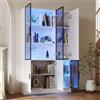 Lcoho Vetrina in vetro, 120 x 35 x 200 cm, altezza 200 cm, armadietto con luci a LED, per collezione, camera da letto, soggiorno, ufficio, armadio con porta in vetro con telaio in alluminio