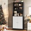 FEEOHOME Credenza alta cucina, mobile da cucina, mobile da cucina, multifunzionale con LED e ripiano regolabile, armadio da cucina, ripostiglio, vascaiolo, 70 x 40 x 180 cm (nero)