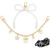 PH PandaHall 2pz Catena Decorativa per Brosa Ciondoli per Borsa con Fiocco | 30cm Catena Corta per Borsa Oro, 12cm Portachiavi con Fiocco di Perle per Brosetta Borse a Tracolla a Spalla Portafoglio