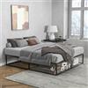 HOMCOM Struttura Letto a Doghe Rete, 190x160x35cm Nero e Colore Legno | Con Contenitore Inferiore, Letto Matrimoniale Senza Testiera, in Legno e Metallo
